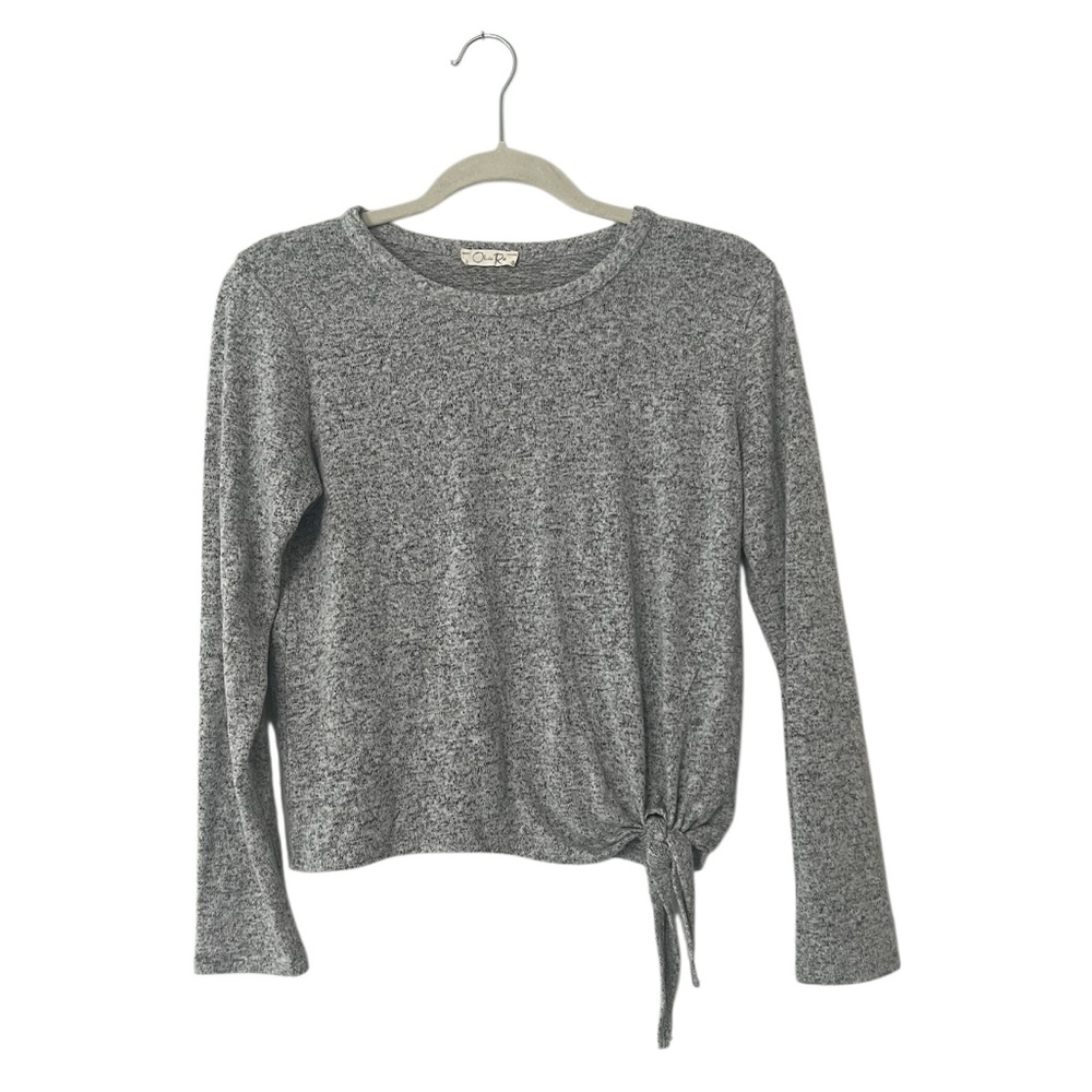 Olivia Rae Charcoal Long Sleeve Tie-Front Top